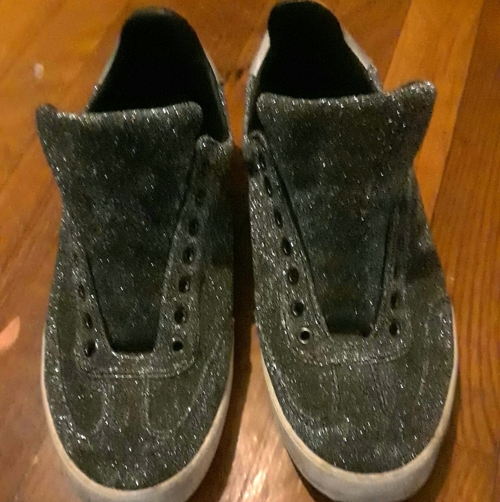 Zara black and white glitter shoe.